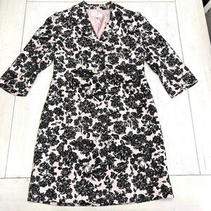 Ann Taylor LOFT Pink Coat Jacket with Black Floral Pattern Size 6P